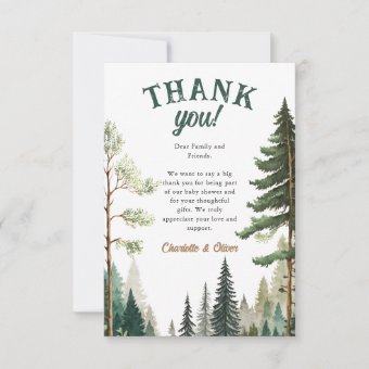 Woodland Baby Shower Thank You Card | Zazzle