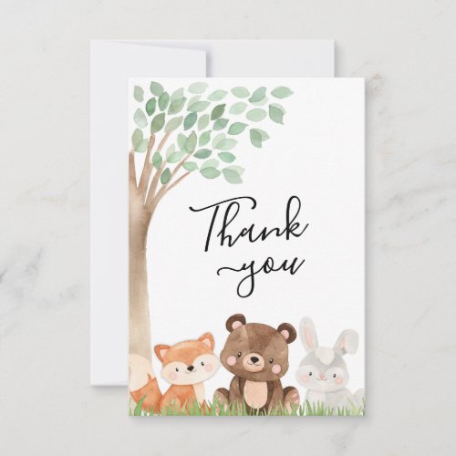 Woodland Baby Shower Thank you Card
