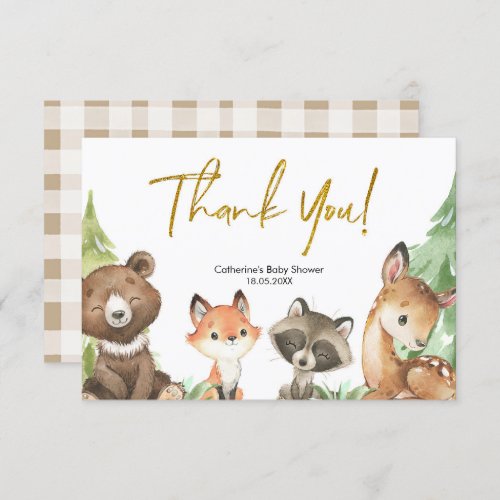 Woodland Baby Shower Thank You Card