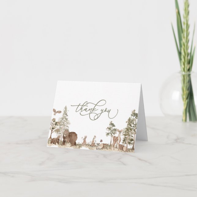 Woodland Baby Shower Thank You Card (Front)
