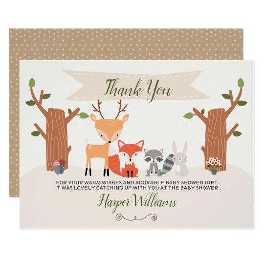 Woodland Baby Shower Thank You Card | Zazzle.com