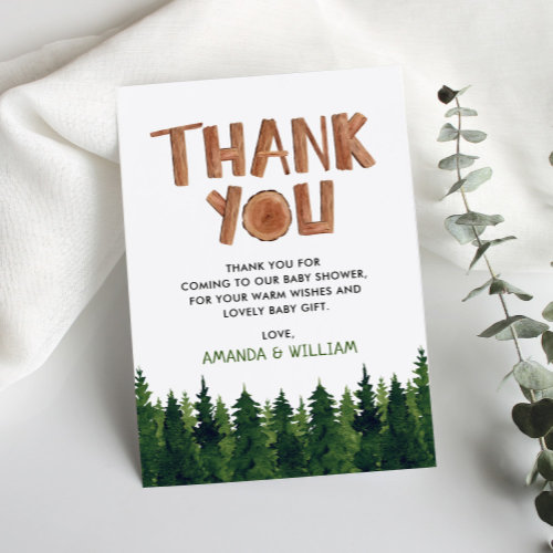 Woodland Baby Shower Thank You Card