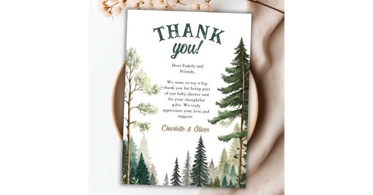 Woodland Baby Shower Thank You Card | Zazzle