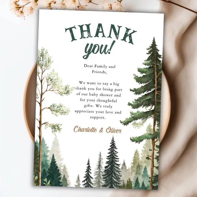 Woodland Baby Shower Thank You Card | Zazzle