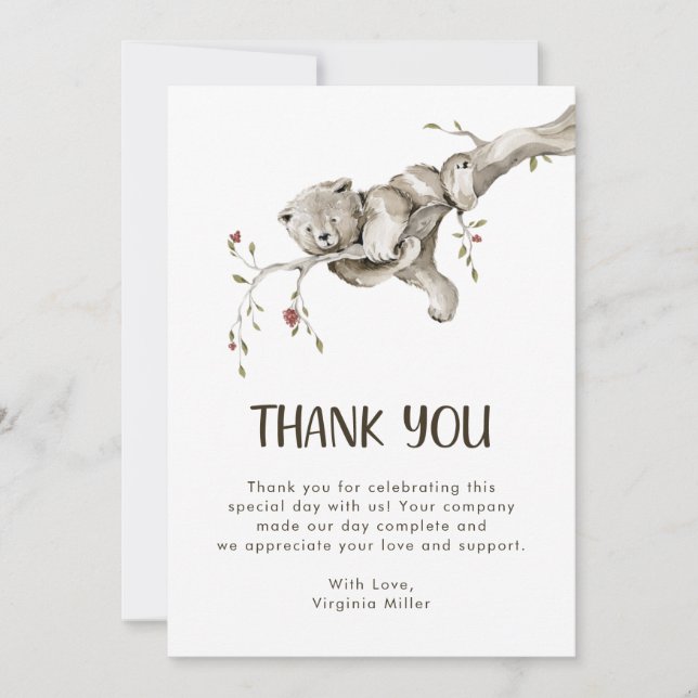 Woodland Baby Shower Thank You Card (Front)