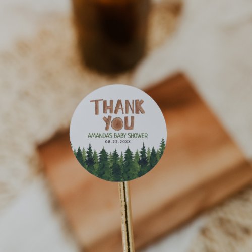 Woodland Baby Shower Thank You  Classic Round Sticker