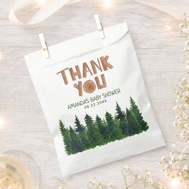 Woodland Baby Shower Thank You  Favor Bag (Clipped)