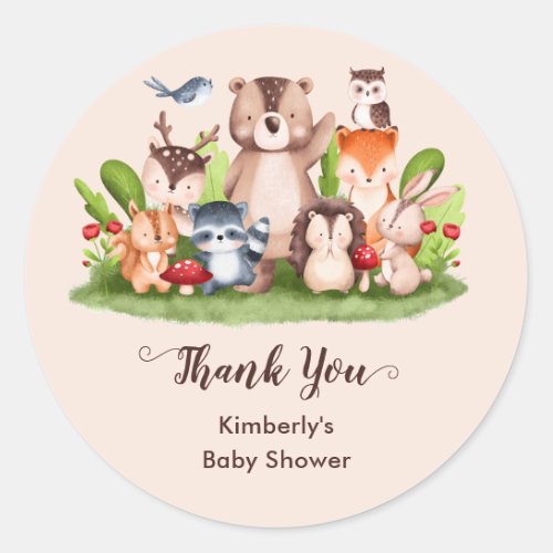 Woodland Baby Shower Thank You Favor Stickers