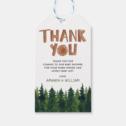 Woodland Baby Shower Thank You  Gift Tags
