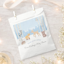 Woodland baby shower theme | winter forest  favor bag