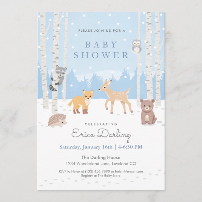 Woodland baby shower theme | winter forest program (Front)