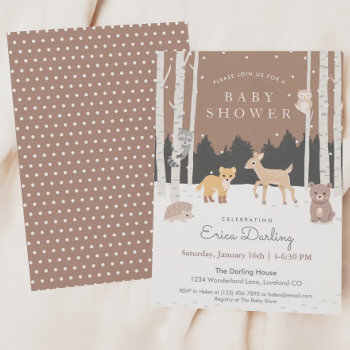 Woodland Baby Shower Theme | Winter Forest Program by colleenmichele at Zazzle