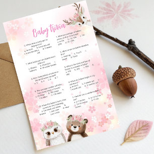 Woodland Baby Shower Trivia Game