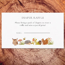 Woodland Baby Shower Watercolor Diaper Raffle 
