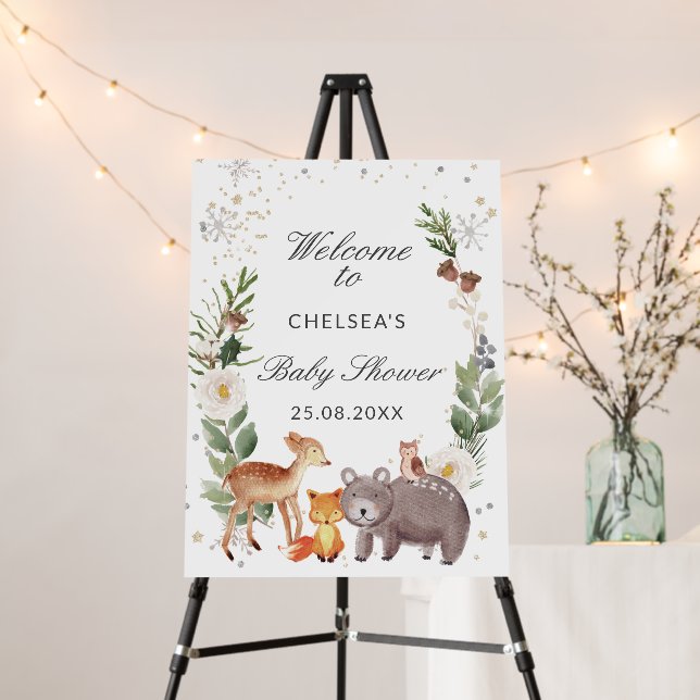 Woodland Baby Shower Welcome Sign (In Situ (Stand))