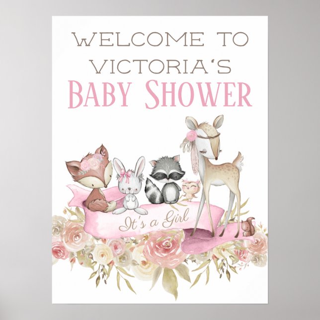 Woodland Baby Shower Welcome Sign (Front)
