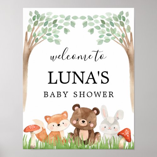 Woodland Baby Shower Welcome Sign