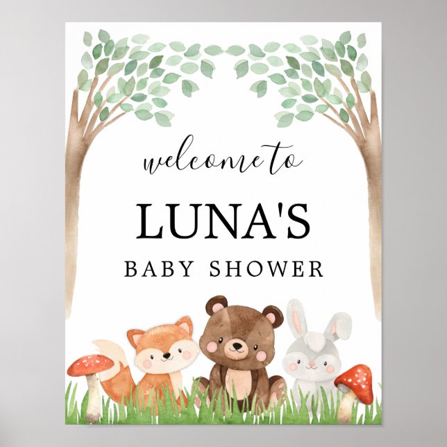 Woodland Baby Shower Welcome Sign (Front)