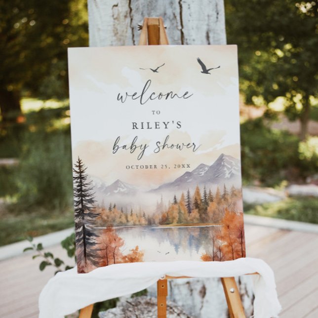 Woodland Baby Shower Welcome Sign Fall Boy Rustic (Creator Uploaded)