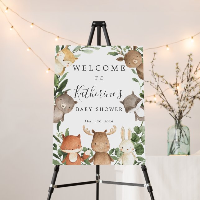 Woodland Baby Shower Welcome Sign Foam Board (In Situ (Stand))