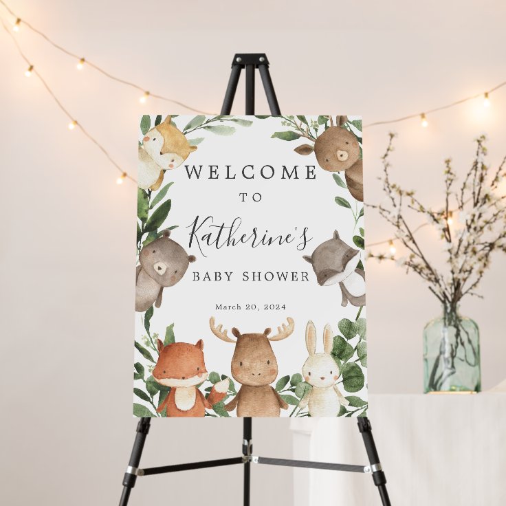 Woodland Baby Shower Sign Foam Board Zazzle