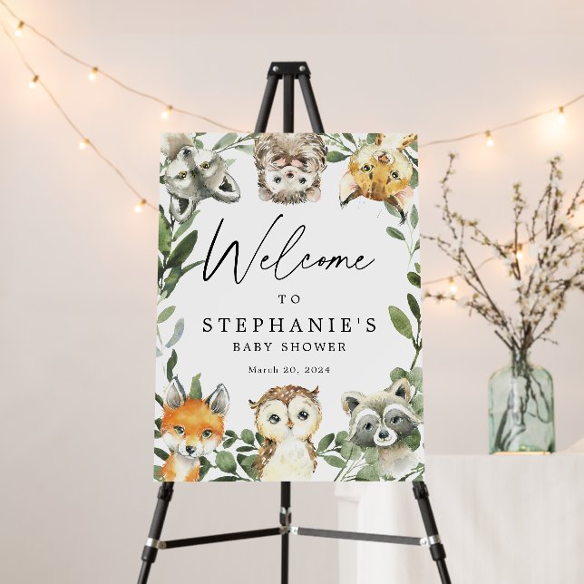 Woodland Baby Shower Welcome Sign Foam Board (In Situ (Stand))