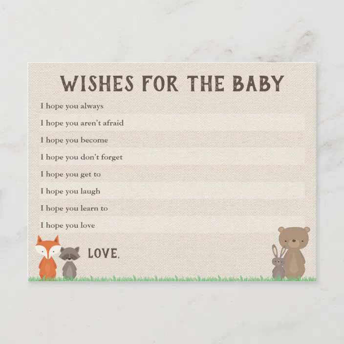 Baby Shower Wishes For Baby Woodland Baby Shower Wishes For Baby Cards | Zazzle.com