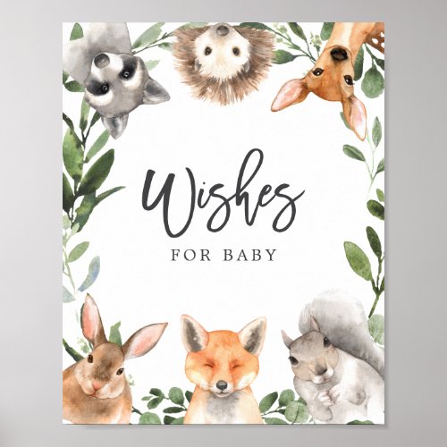 Woodland Baby Shower Wishes For Baby Sign