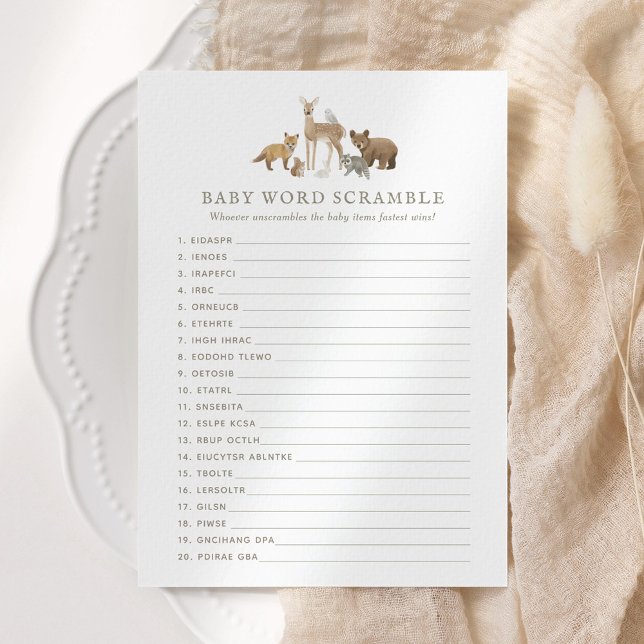 Woodland Baby Shower Word Scramble Invitation (Creator Uploaded)