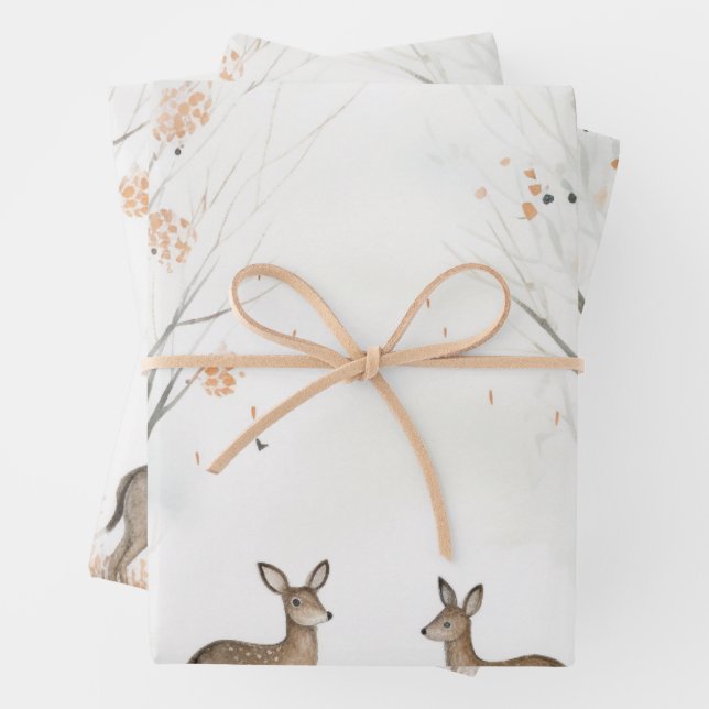 woodland baby shower  wrapping paper sheets (In situ)