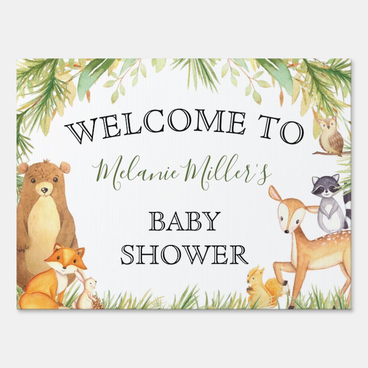 Woodland Baby Shower Yard Sign Zazzle
