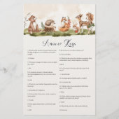 Woodland Baby Trivia Baby Shower Game (Back)