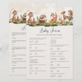 Woodland Baby Trivia Baby Shower Game (Front/Back)