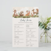 Woodland Baby Trivia Baby Shower Game (Standing Front)