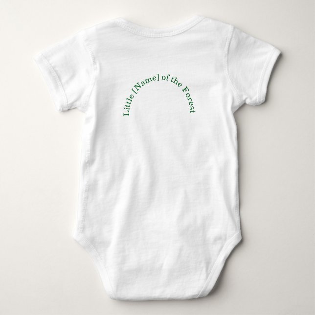 Woodland Baby with Cute Fawn and Green Wreath Baby Bodysuit (Back)
