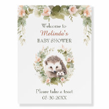Woodland Baby with Cute Hedgehog Foam Board Sign