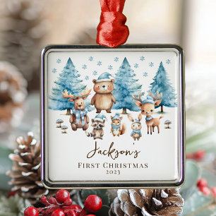 Woodland Baby's 1ST Christmas Metal Ornament