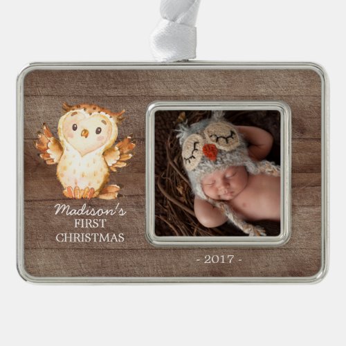 Woodland Babys 1st Christmas Photo Ornament