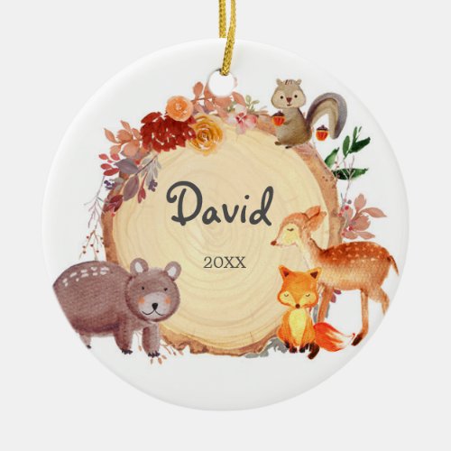 Woodland Babys First Christmas Ornament