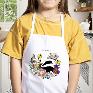 Woodland Badger Wildflowers Mushrooms Sage Green Kids' Apron