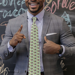Woodland Badger Wildflowers Mushrooms Sage Green Neck Tie