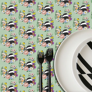 Woodland Badger Wildflowers Mushrooms Sage Green Tablecloth