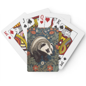 Woodland Badger William Morris Inspired Poker Cards