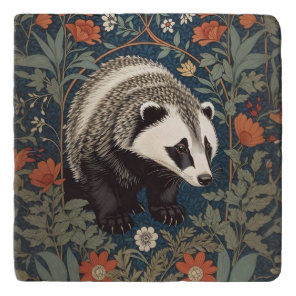 Woodland Badger William Morris Inspired Trivet