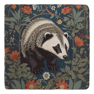 Woodland Badger William Morris Inspired Trivet