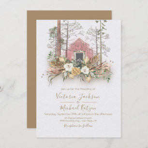 Woodland Barn Forest Wedding invitations