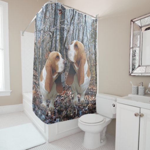 Woodland Basset Hound Shower Curtain Zazzle