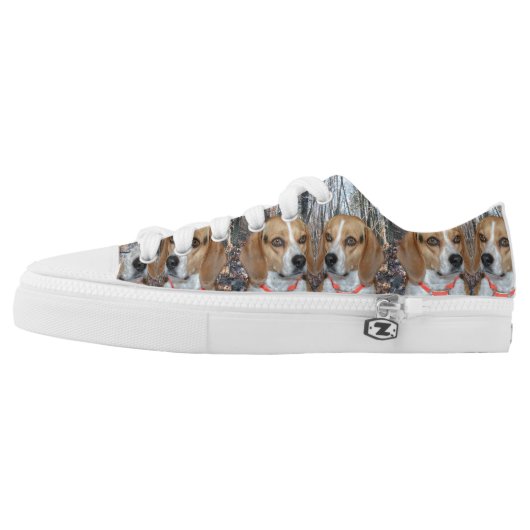 Woodland Beagles Low-Top Sneakers (Left Shoe Outside)