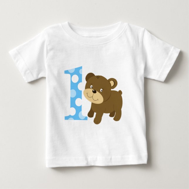 Woodland Bear 1st Birthday I'm ONE T-Shirt (Front)