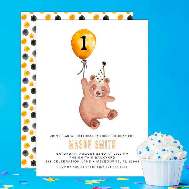 Woodland Bear 1st Birthday Invitation – Teddy Bear | Zazzle
